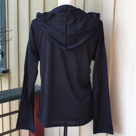 New! Black Lace-Up Top with Hoodie - Picture 3 of 3